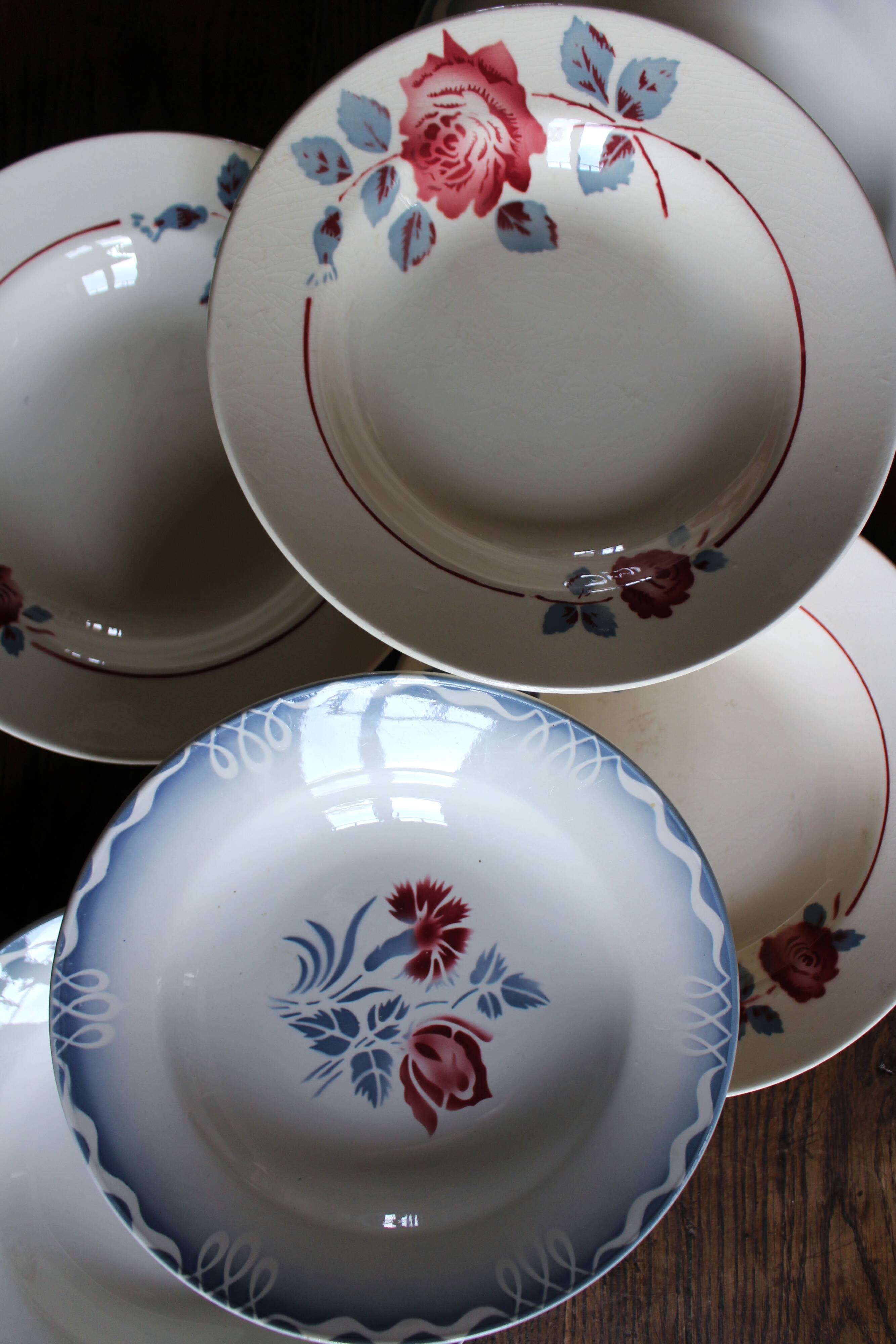 6 Art Deco deep plates Marinette Juliette Digoin Sarreguemines Badonv