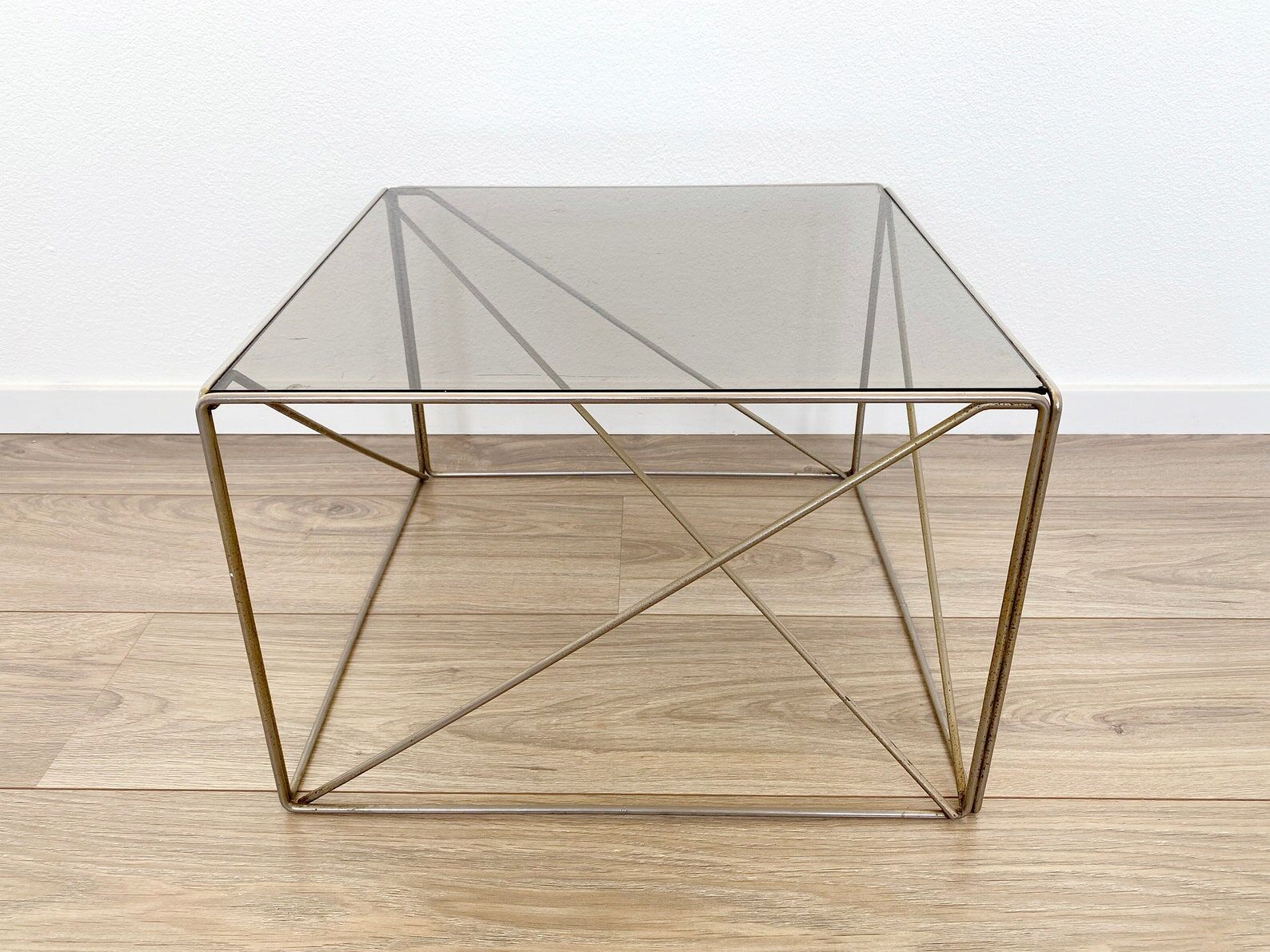 Mid century isocele side table designed by Max Sauze, French Architectural Coffee table