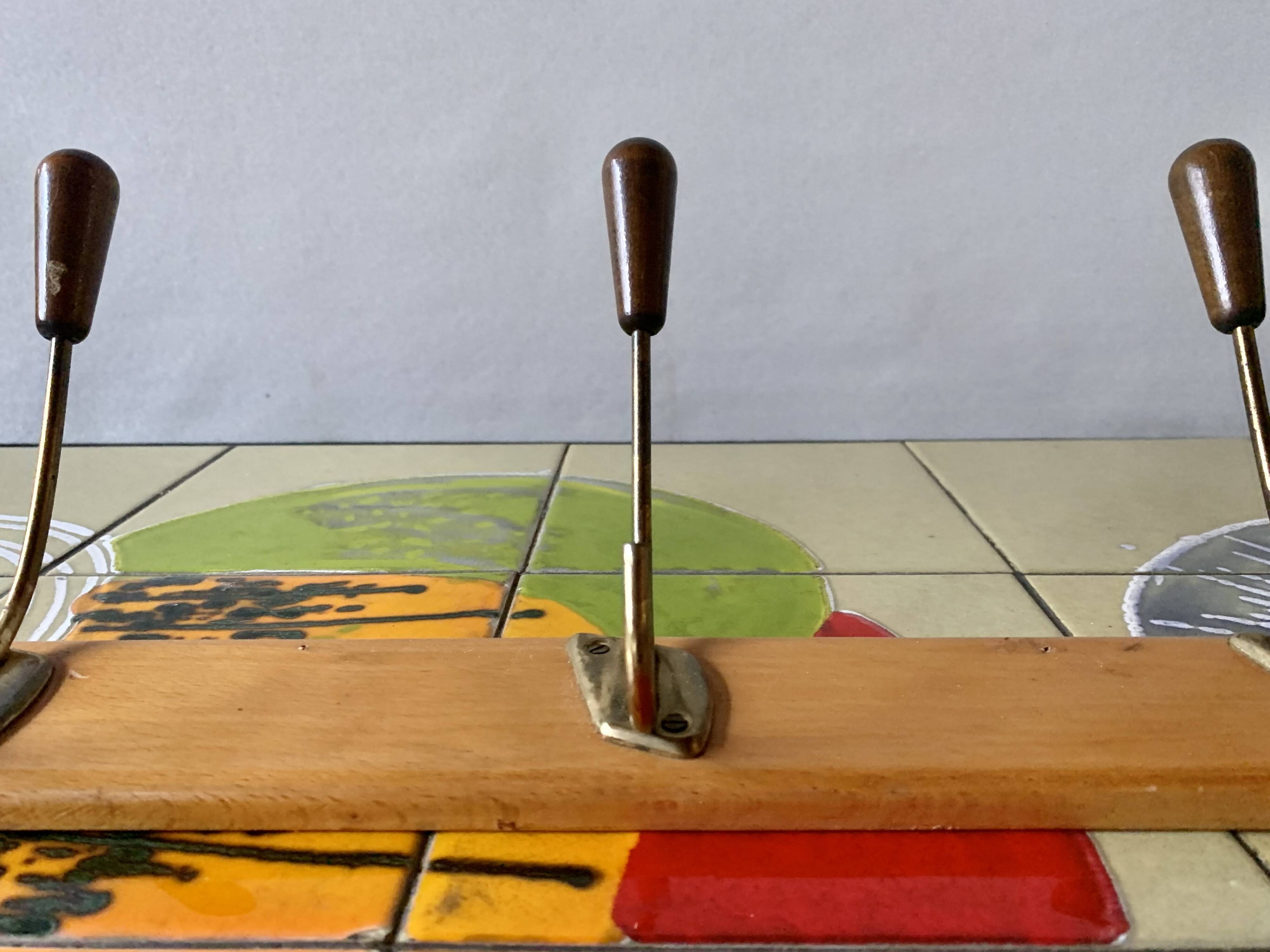Vintage wall coat rack - 3 hooks