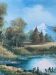 Table hst mountain lake landscape with chalets