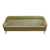 Vintage olive boucle sofa, 1970's norway
