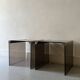 Design bedside table in metal & smoked glass, Roche Bobois 1970.