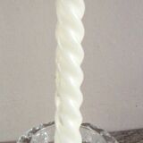 Set of 2 vintage glass candle holders with flower carving