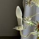 Small vintage cream metal flower chandelier with orange flowers and 3 arms.