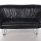Italian Black leather Postmodern 2 seater sofa, 1970s