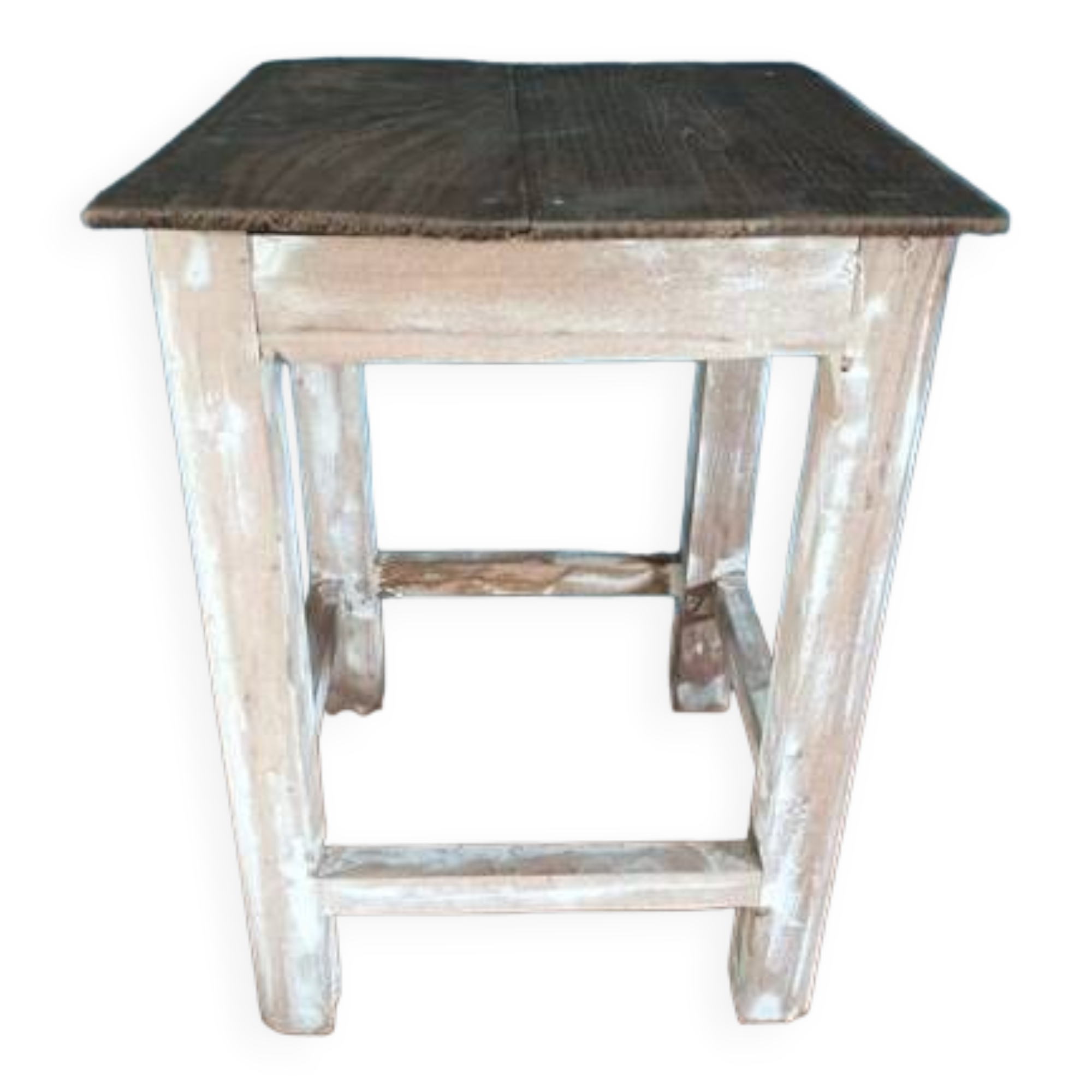 Solid wood stool square seat patinated feet
