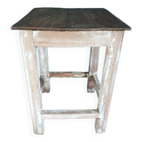 Solid wood stool square seat patinated feet