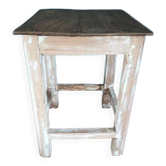 Solid wood stool square seat patinated feet