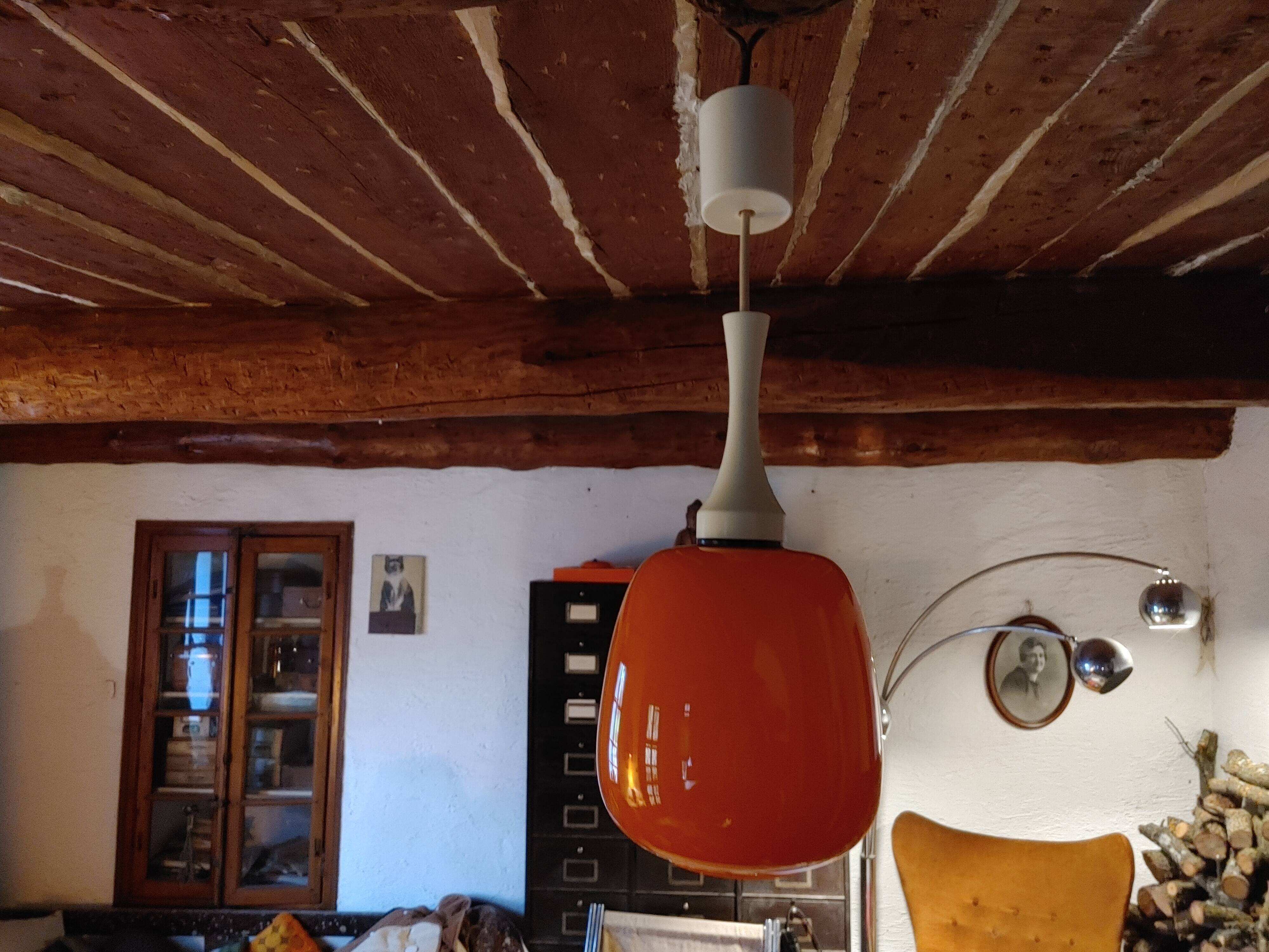 Suspension vintage  70's - opaline orange