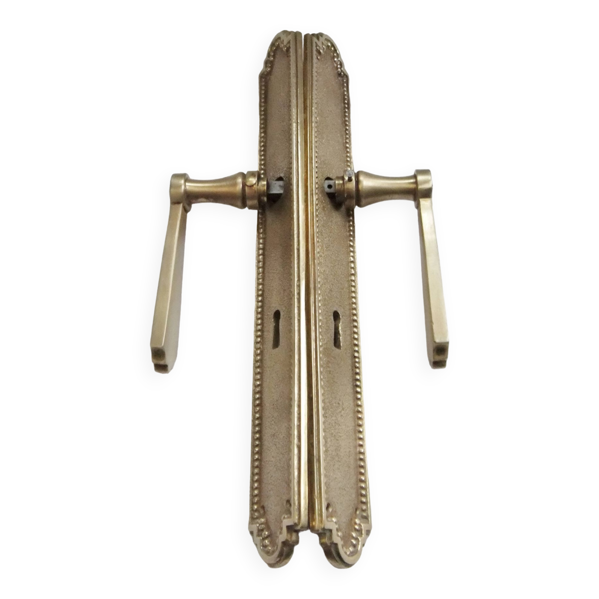 Pair of Louis XVI style beaded bronze door handles