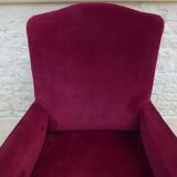 Bergère with blackened wooden legs on casters, Napoleon III period, velvet upholstery