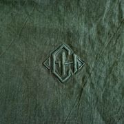 Set of 8 monogrammed fir green towels EH - 65x61cm - linen
