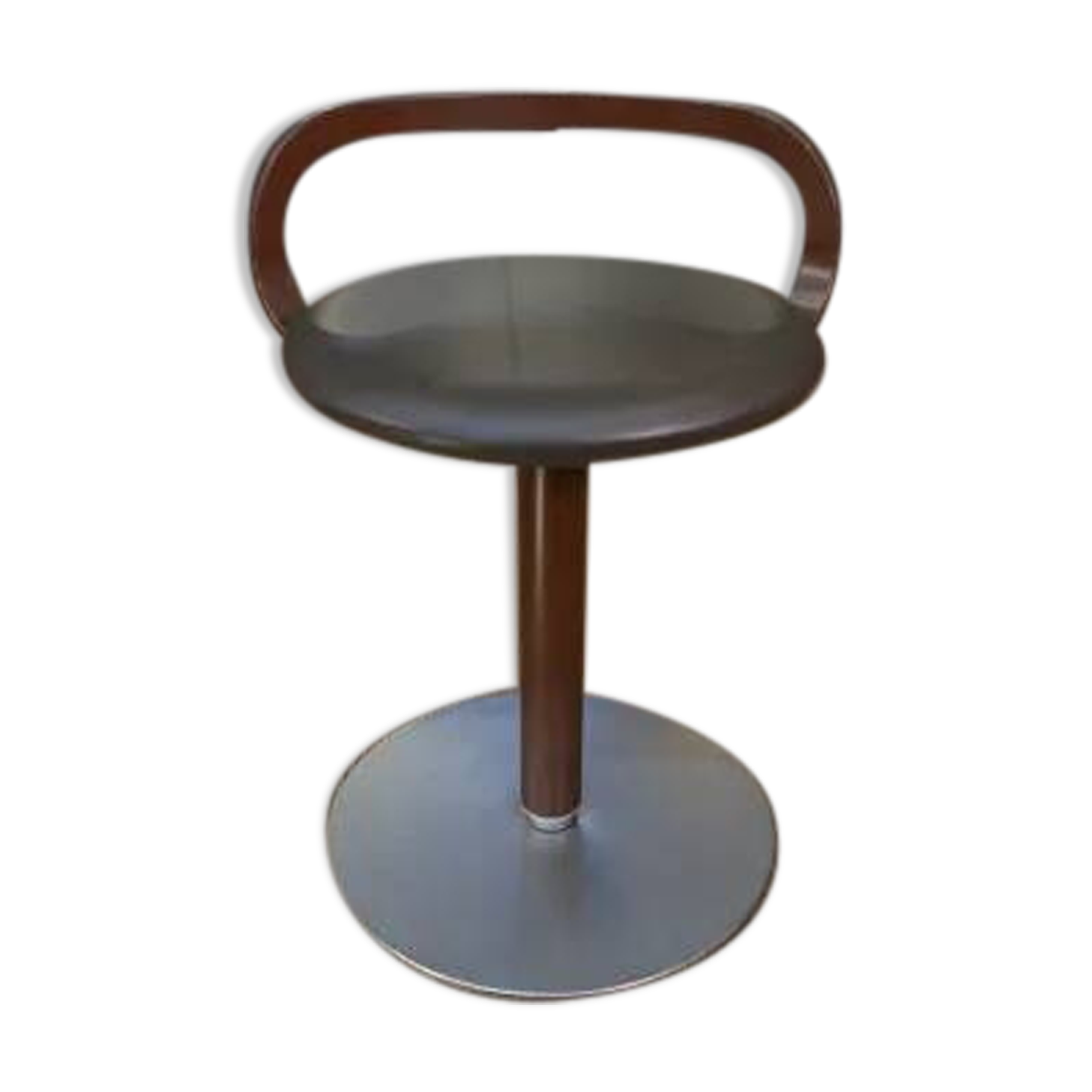 LA PALMA designer swivel stool in metal and leather – 1970s