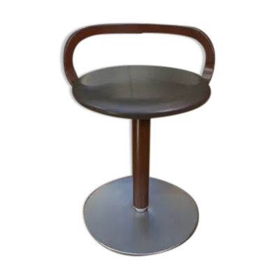 Tabouret pivotant en métal et cuir La Palma, 1970