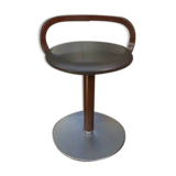 LA PALMA designer swivel stool in metal and leather – 1970s