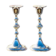 Two antique metal candle holders