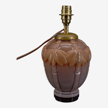 Art Deco lamp in molded opaline glass, France, circa 1930