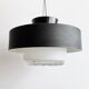 Holophane Ceiling Light Vintage 60s Black Metal and Frosted Glass Crafted