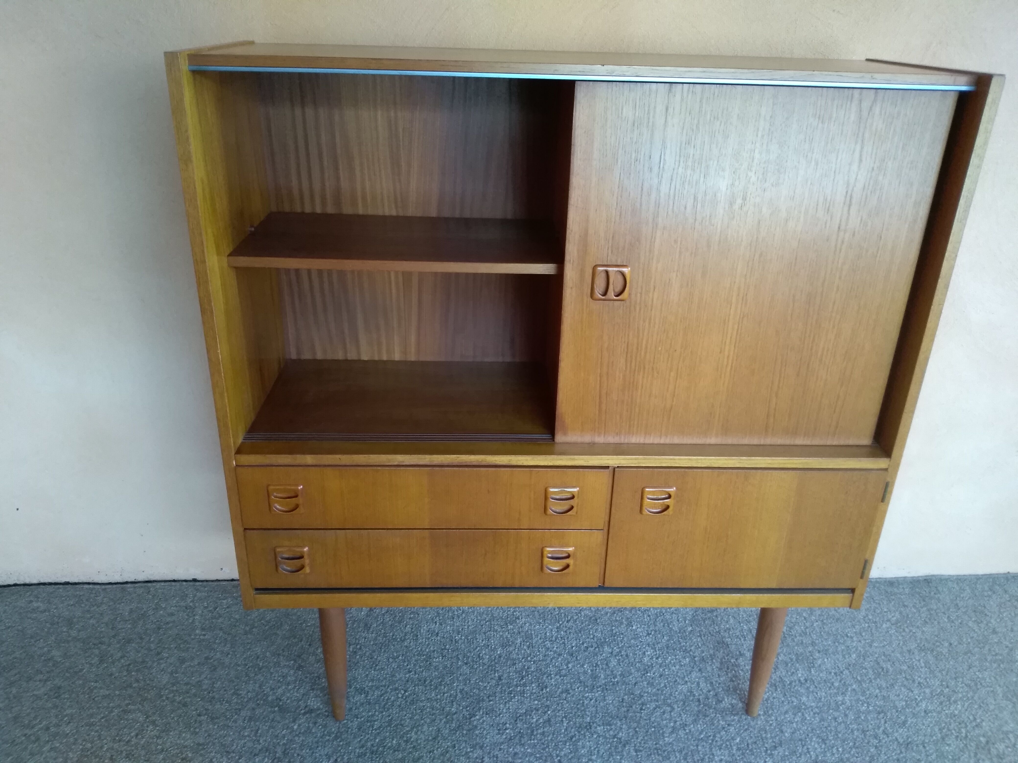 Scandinavian teak showcase storage cabinet 1960
