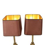 Paire de lampes de table en laiton de style Boulanger des années 50, 45 cm