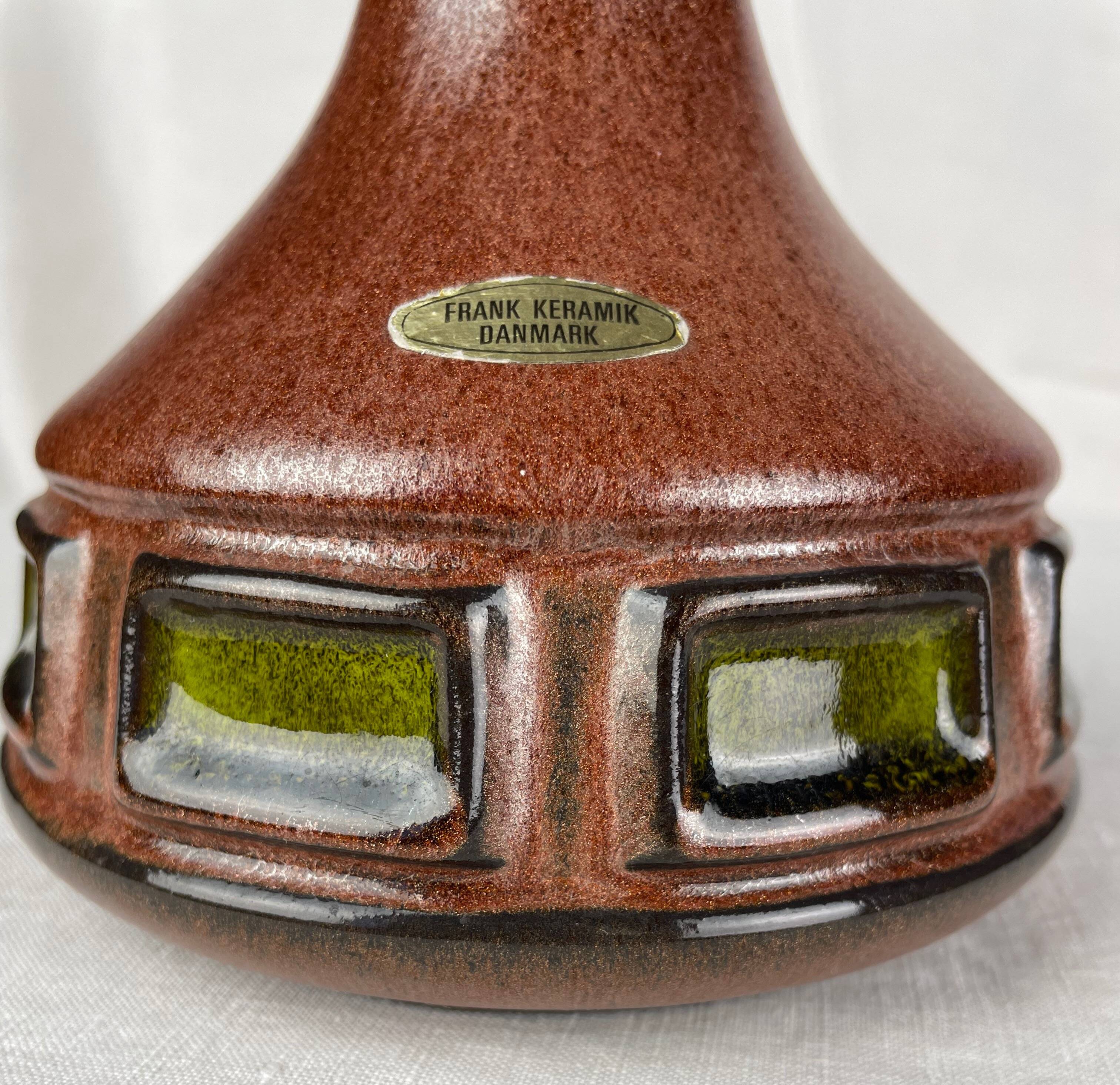 Vase made in Denmark brown and green