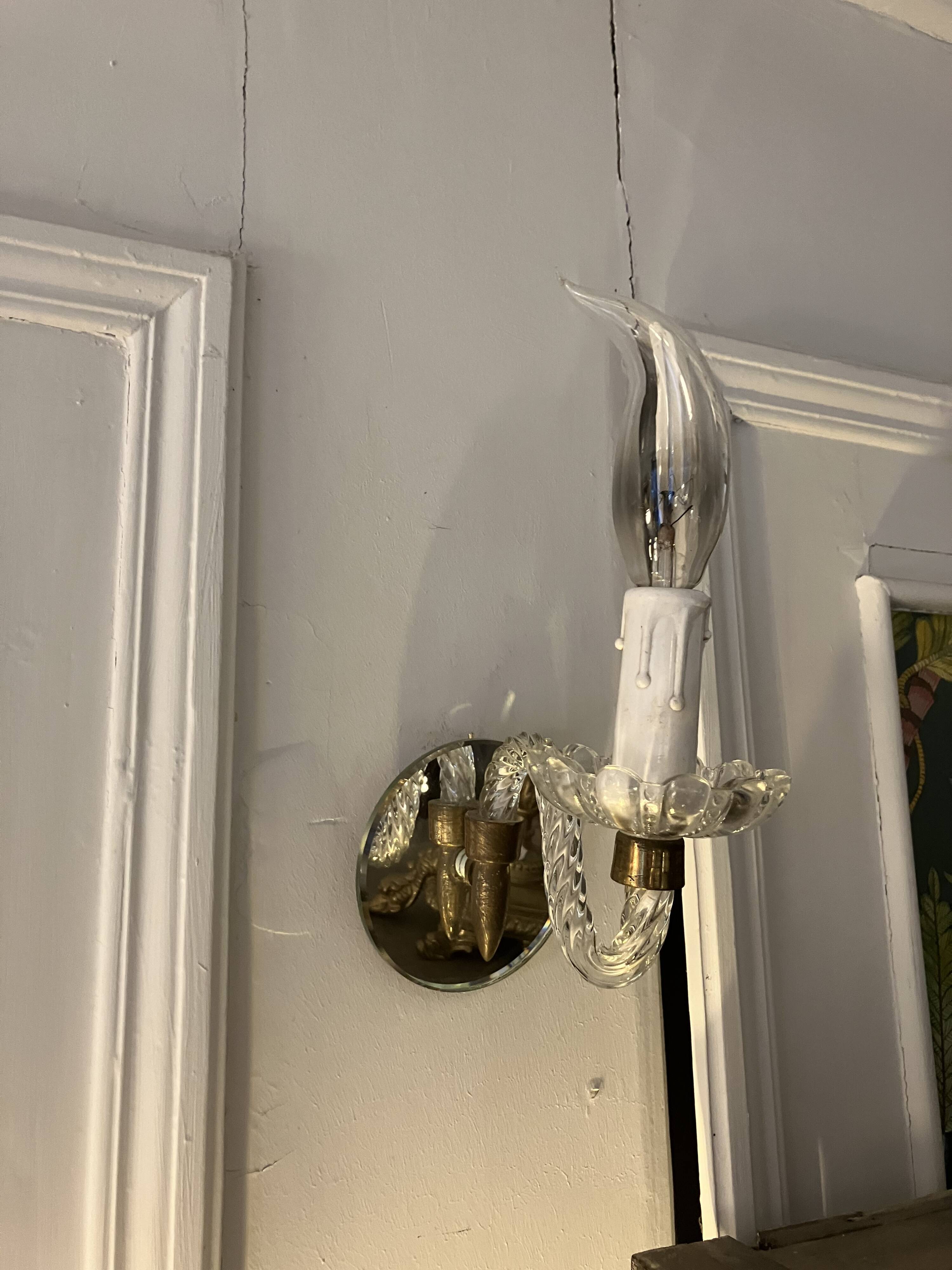 Pair of glass wall lamps