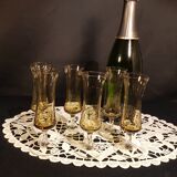 6 mini flûtes à champagne en verre soufflé