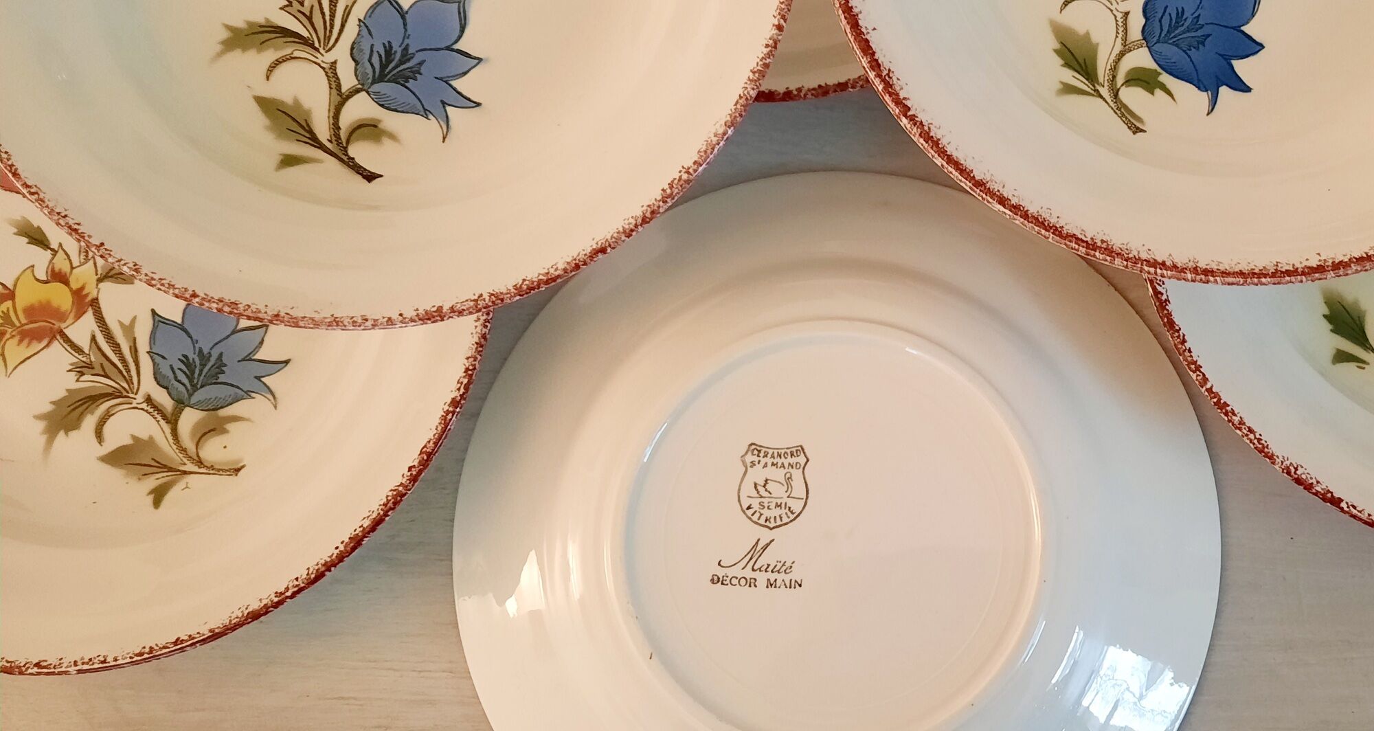 Hollow earthenware plates from Saint Amand Ceranord Vintage Maïté Model