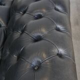 Lit de repos Chesterfield en cuir de vache noir