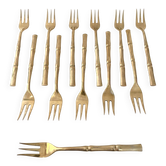 12 small dessert forks in brass, Hollywood Regency – circa