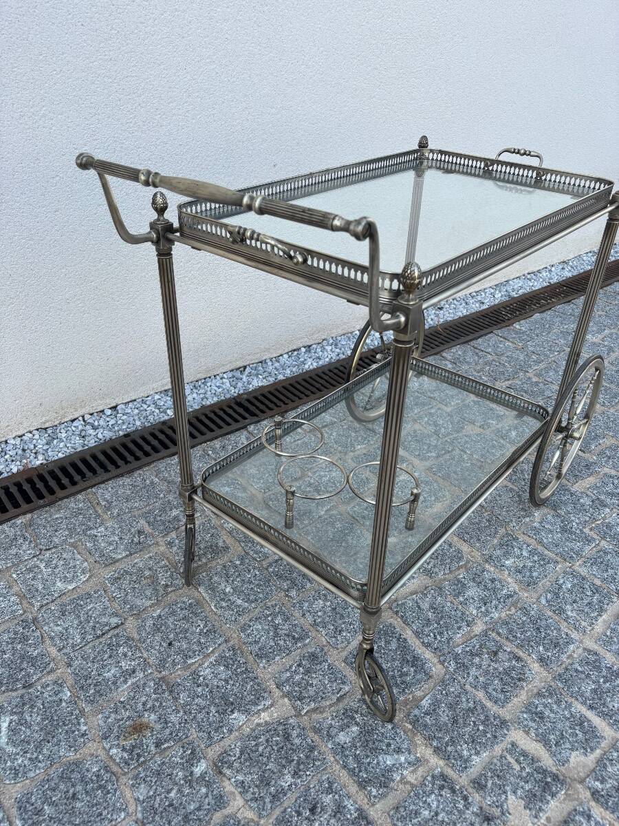Jansen Silver-finish Rolling Serving Cart