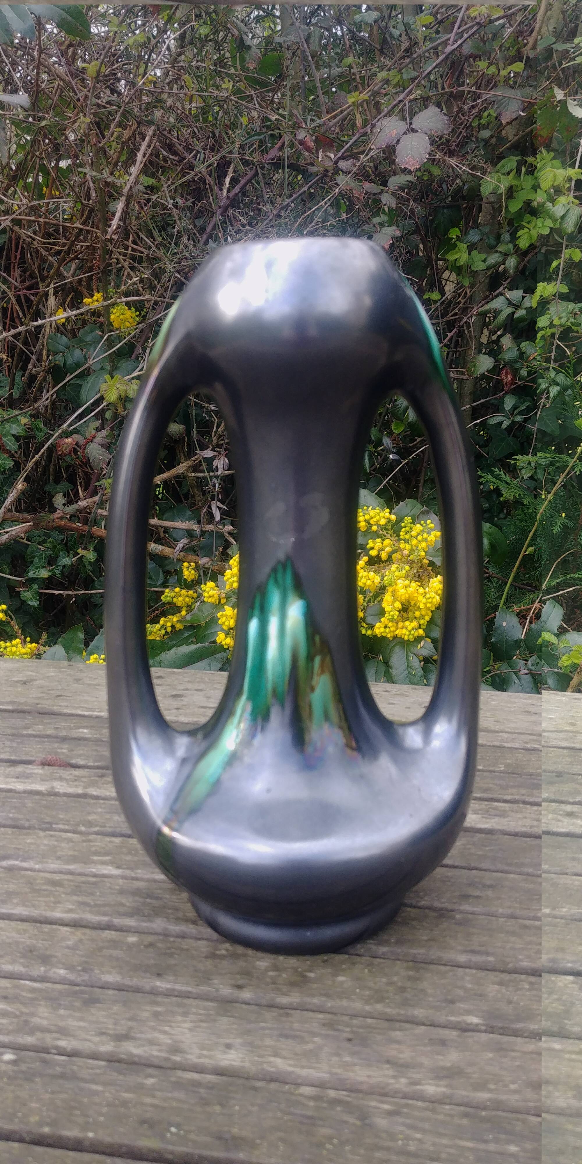 Soliflore vase in matt black ceramic 60s