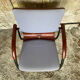 Vintage Armchair RONÉO Black Metal Legs + Dark Wood Shell + Vintage Fabric