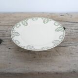 Plat à gâteau sur pied, compotier ancien par la manufacture Sarreguemines, France