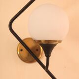 Pair of Italian sconces made of metal, opaline and brass