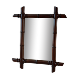 Barber mirror in solid oak bamboo way 30s-40s, 60x50 cm