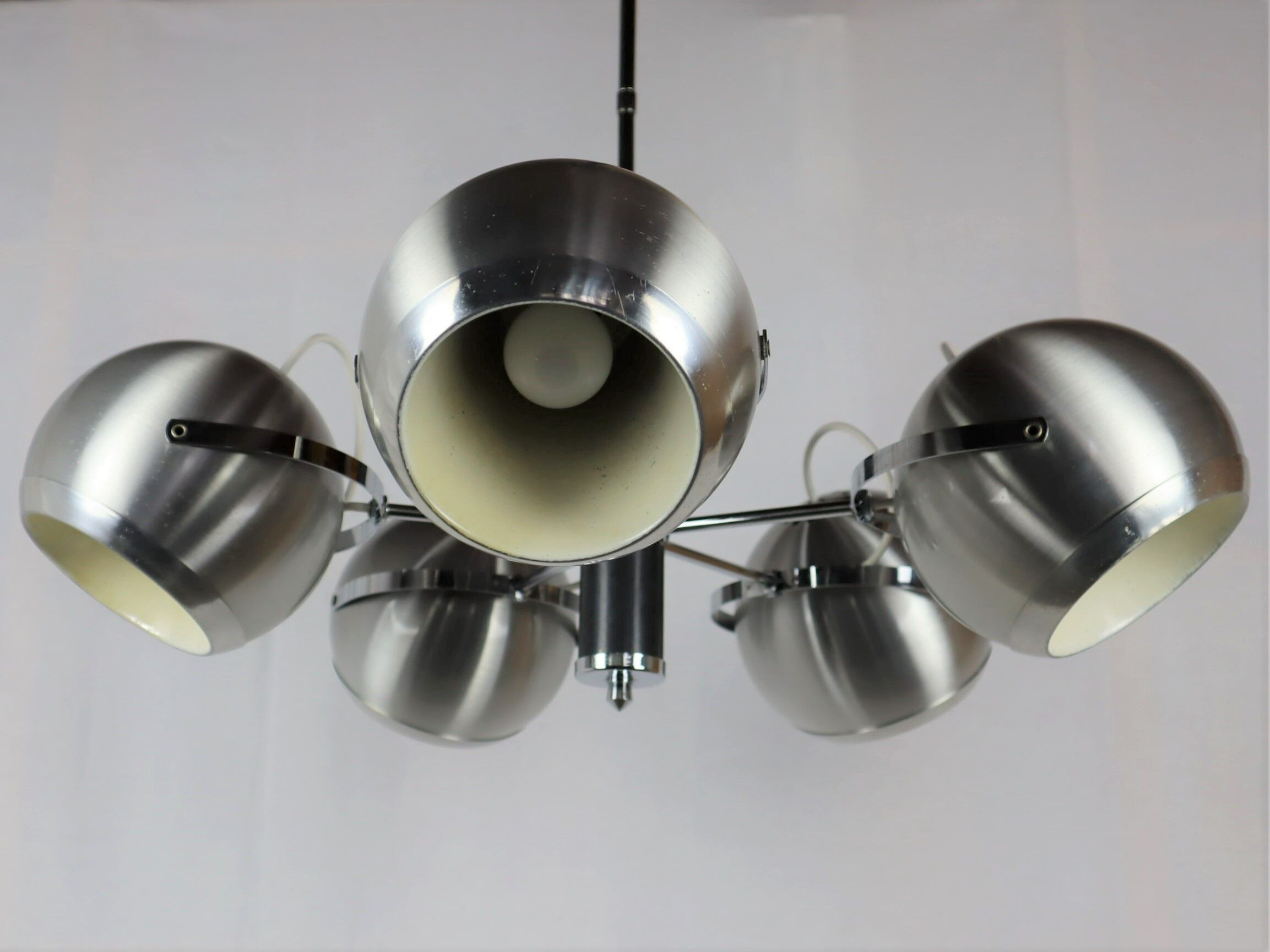 2 Vintage metal ball ceiling lamps 1960