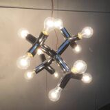 Atomic 12 HL suspension light in Espace style, mid-20th century, Austrian, by J.T. Kalmar, 1960s.