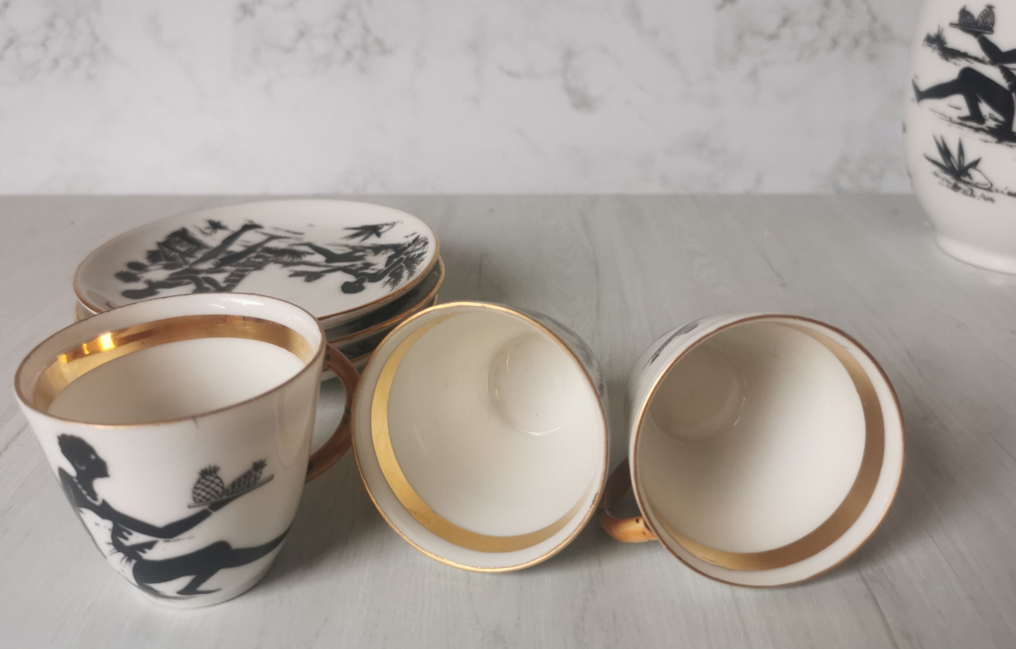 Coffee service African porcelain décor from Limoges