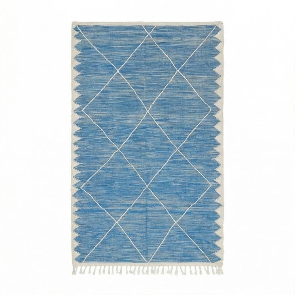 Blue Zanafi rug with white diamonds 200x300 cm