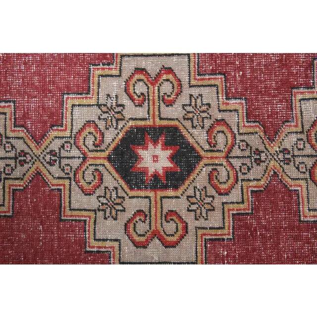 Vintage Turkish Oushak Handmade Wool Cotton Red Runner Rug   101x281