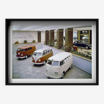 Tirage d’art, showroom Volkswagen, années 1960, couleurs originales