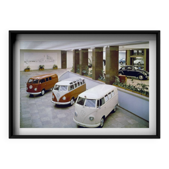 Tirage d’art, showroom Volkswagen, années 1960, couleurs originales