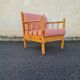 Armchair in pine and vichy fabric