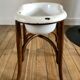 Old baby bean bathtub enamelled structure bent wood early twentieth century