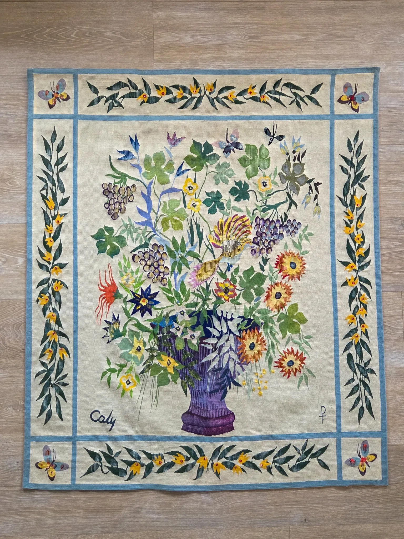 Aubusson tapestry "The Black Trellis" by Odette Caly — Pinto Workshops