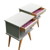 Pair of vintage 1950s compass foot bedside tables
