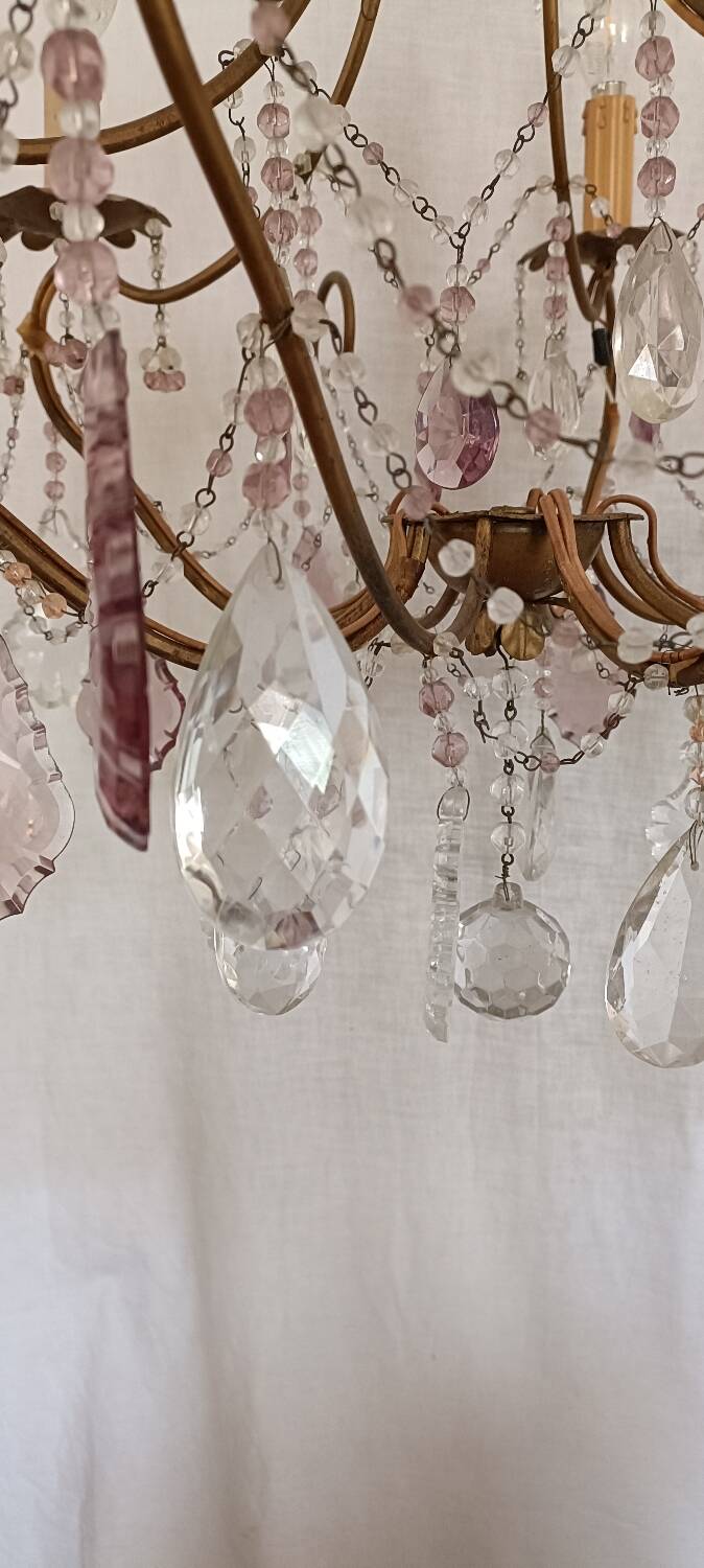 Chandelier with colored tassels