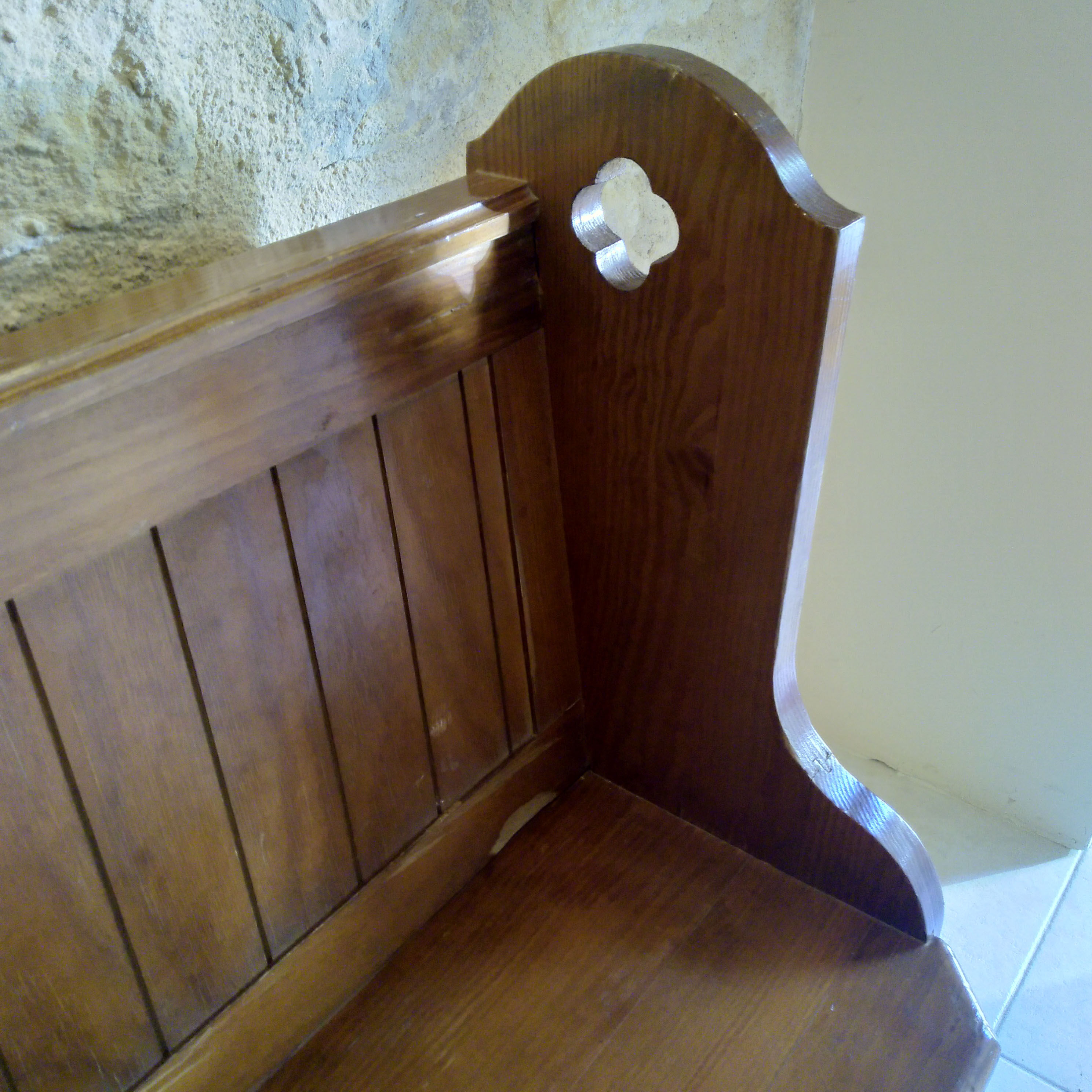 Wooden church bench