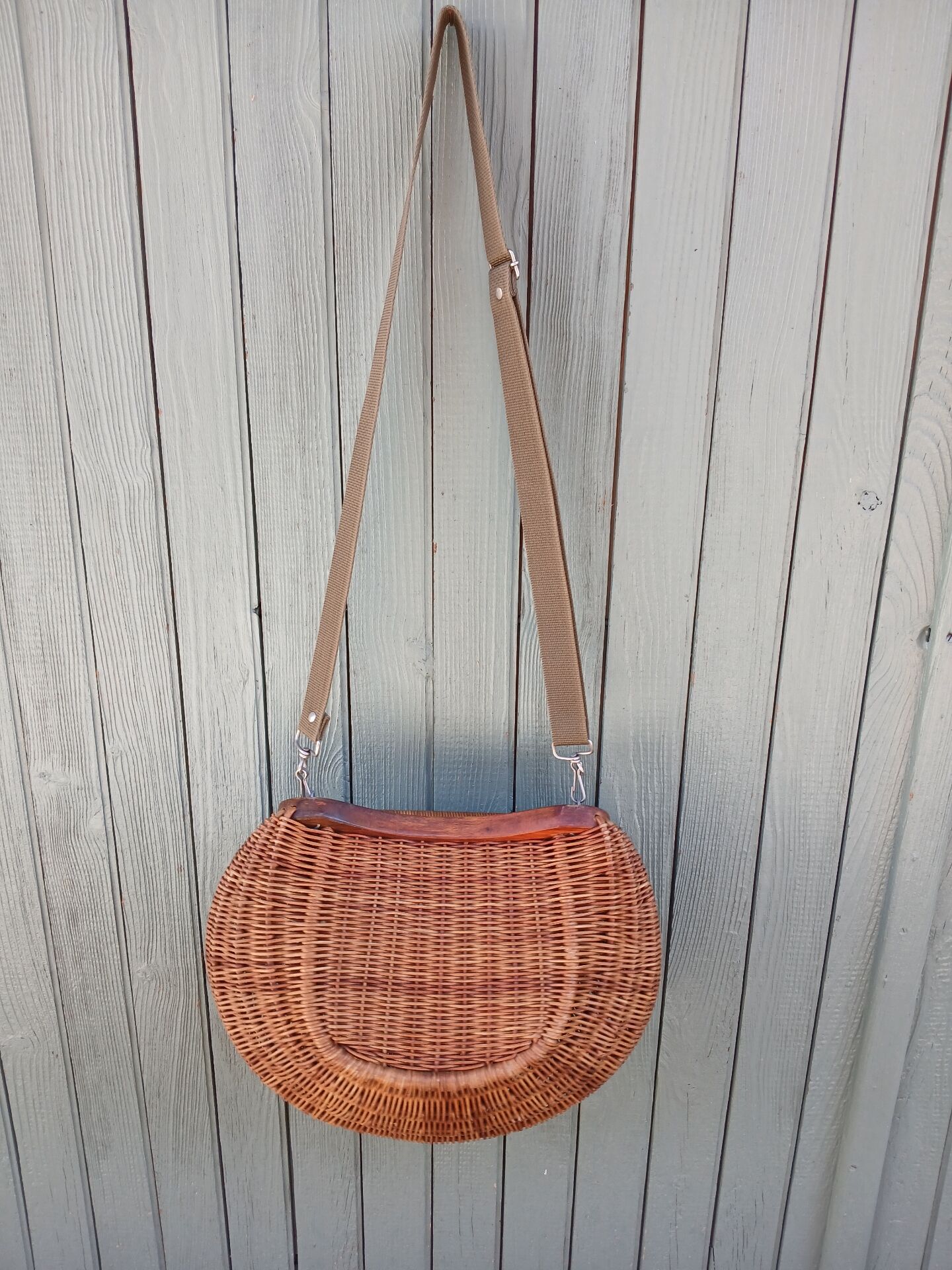 Large handmade wicker fishing basket